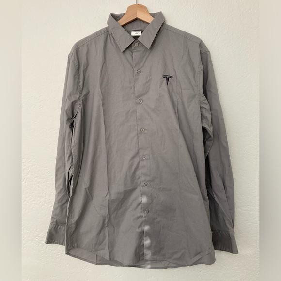 Tesla Other - Tesla Motor Co Logo Button Up Shirt Gray, Size Mens L